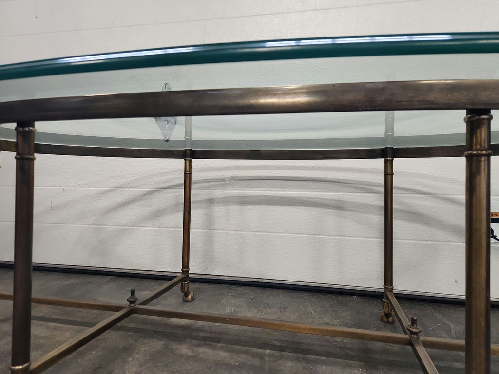 Mid-century Brass & Glass Oval Coffee Table - image 12 of 19