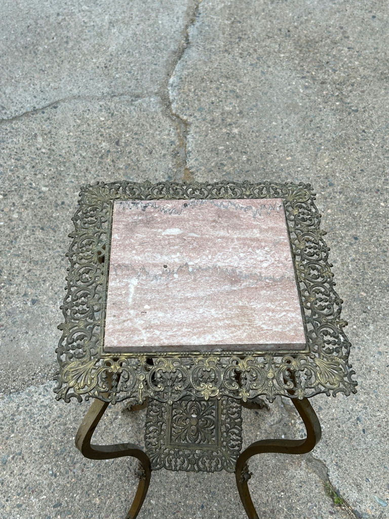 Victorian Brass Tile Top Plant Stand - image 2 of 4