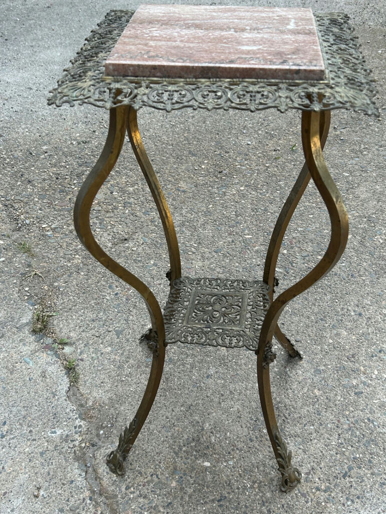 Victorian Brass Tile Top Plant Stand - image 4 of 4