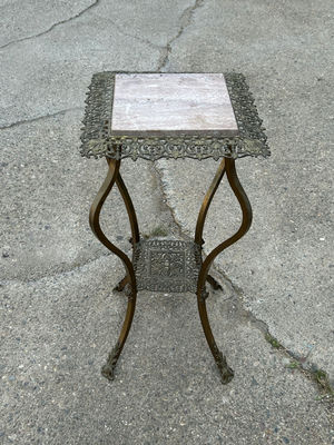 Victorian Brass Tile Top Plant Stand - Image 1 of 4