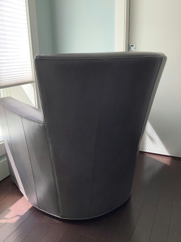 Ethan Allen Gray Leather Turner Swivel Chair - image 2 of 4