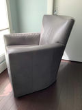 Ethan Allen Gray Leather Turner Swivel Chair - thumbnail 3 of 4