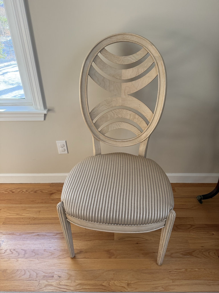 Oval dining table with pedestal base and 6 upholstered chairs - image 3 of 8