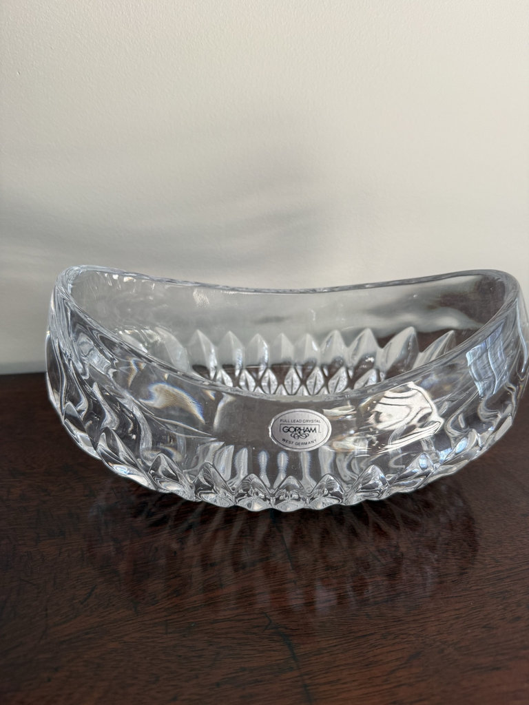 Crystal glassware: Waterford vase, Waterford honey jar with lid, and Gorham dish - image 3 of 7