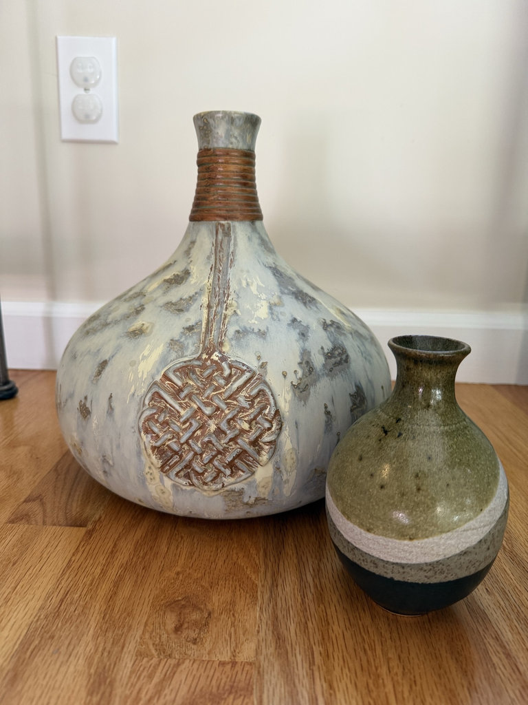 Two ceramic vases with varying glazes   - image 1 of 4