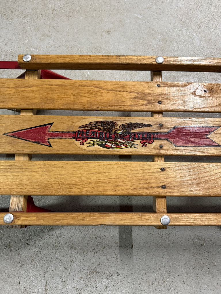 Wooden Flexible Flyer sled with red frame - image 2 of 4