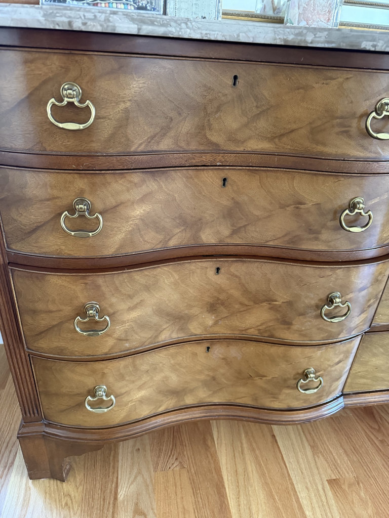 Drexel Mahogany Serpentine Bureau with Marble Top - image 3 of 7