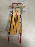 Wooden Flexible Flyer sled with red frame - thumbnail 1 of 4