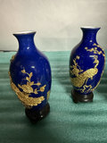 Blue and cobalt porcelain vases and ewer with gold gilt - thumbnail 2 of 5