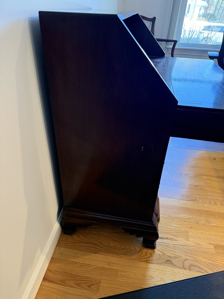 Antique mahogany slant-front desk with upper cabinet - image 8 of 9
