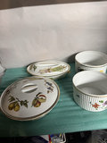 Royal Worcester porcelain lidded bowls and covered dishes with fruit and asparagus motifs - thumbnail 1 of 10