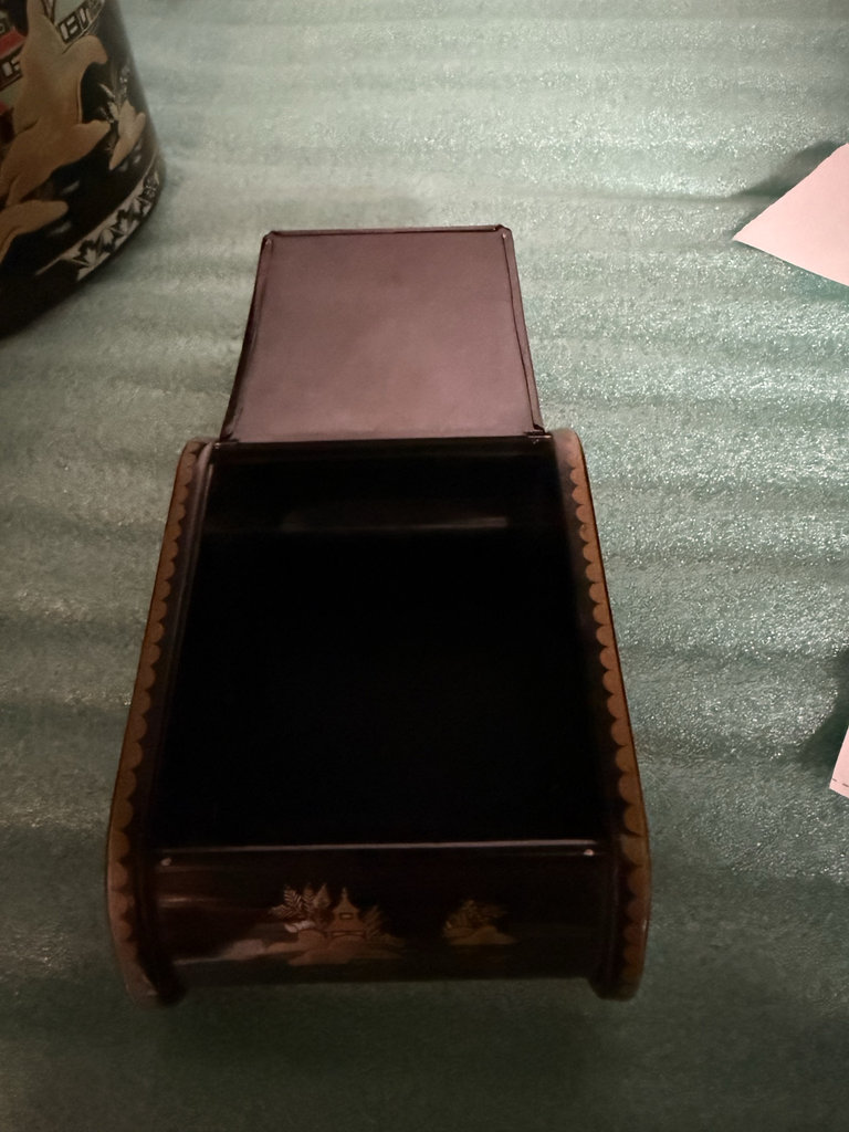 China Gardens black lacquer desk basket and cachepot - image 3 of 6