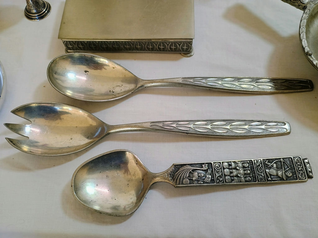 Antique Norwegian Pewter serving dishes and decor - image 2 of 12