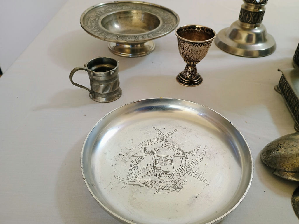 Antique Norwegian Pewter serving dishes and decor - image 5 of 12