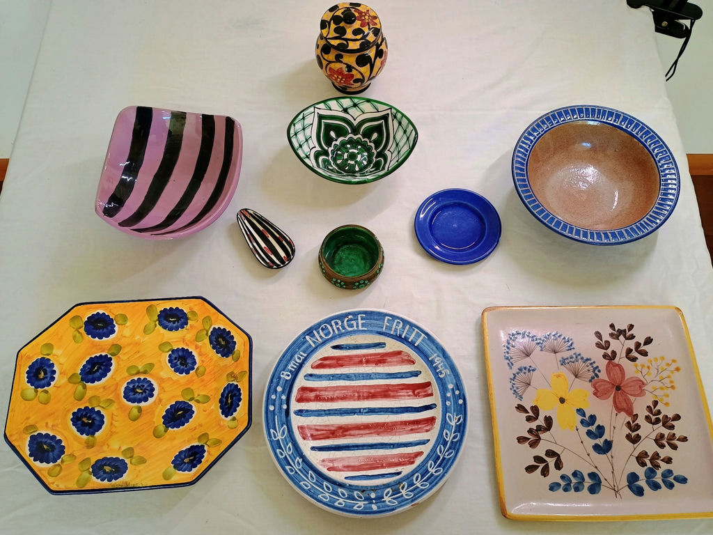 Assorted Hand-Painted Ceramic Plates, Bowls, and Decorative Pottery - image 1 of 14