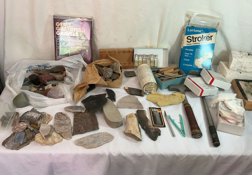 Lapidary Lot #1, Rock and Lapidary Tool Assortment