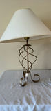 Two Brass Twirly base Lamps & Porcelain Quail figurines. - thumbnail 2 of 4