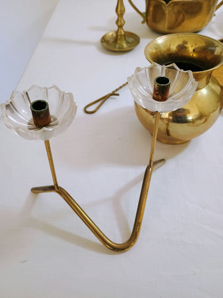 Assorted Norwegian Brass Decorative Bowls, Trays, and Candle Holders - image 4 of 12