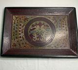 Green teapot with infuser, lavender-patterned cup and lid, on ornate decorative tray - thumbnail 2 of 5