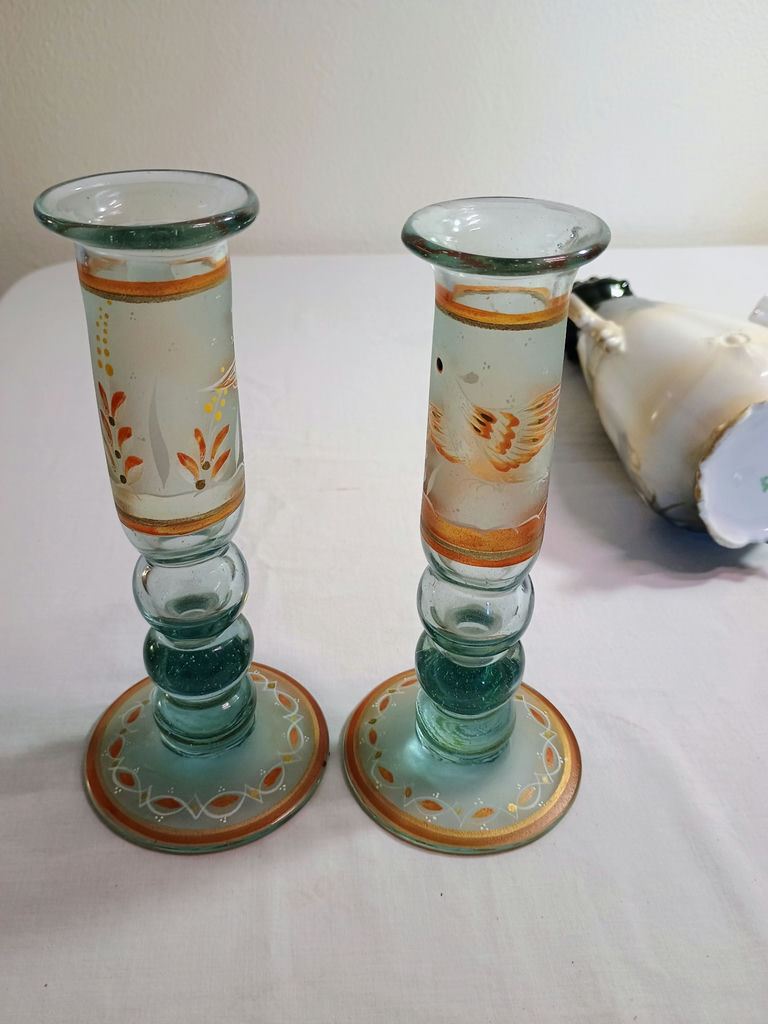 Antique Painted glass and ceramics - image 9 of 13