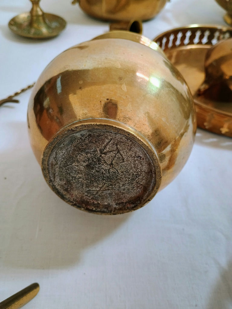 Assorted Norwegian Brass Decorative Bowls, Trays, and Candle Holders - image 5 of 12