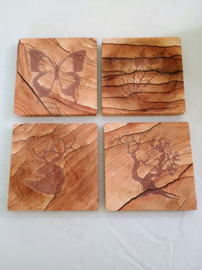 Decorative Copper Vase with Four Wooden Coasters - image 4 of 8
