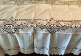 Vintage Linen Table Cloths With Embroidered Cutwork - thumbnail 1 of 7