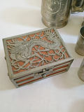 Antique Kut Hing Engraved Pewter Dragon Drinkware Set/Boxes - thumbnail 2 of 15