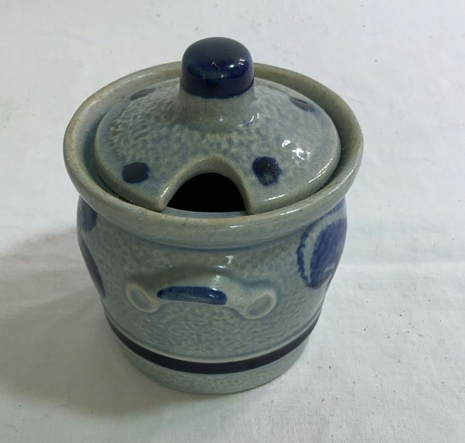 Antique French Lard Blue Ceramic Crocks - image 11 of 11