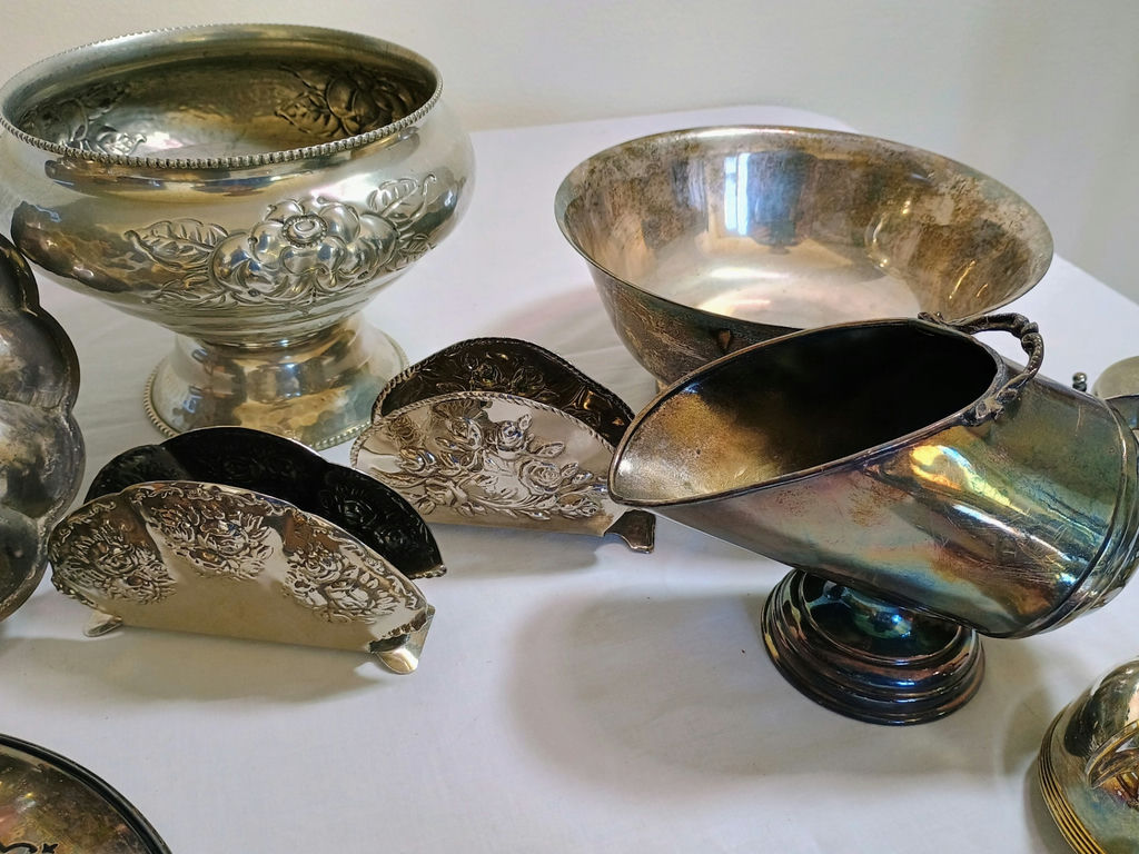 Assorted Silverplate Serving Trays, Bowls, and Tableware - image 13 of 14
