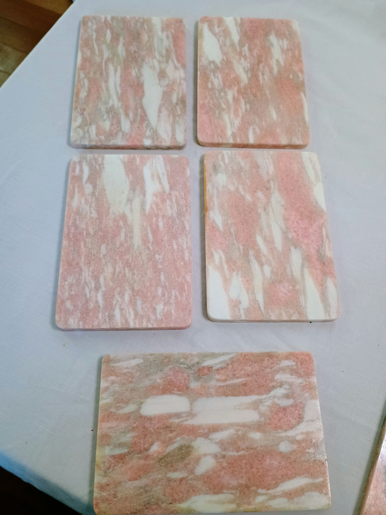 Pink Marble Bread Plates with Marble Lamp and Holders - image 2 of 8