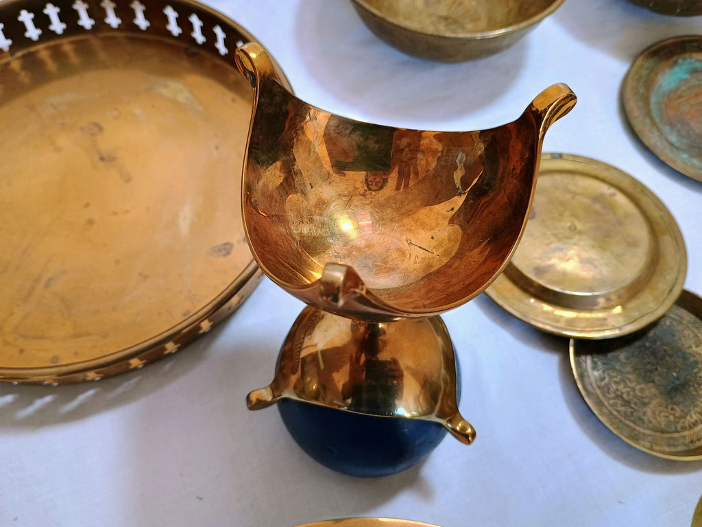 Assorted Norwegian Brass Decorative Bowls, Trays, and Candle Holders - image 6 of 12