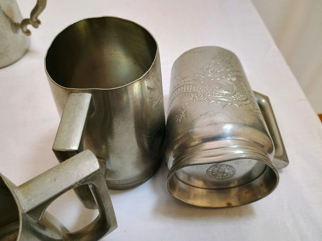 Antique Kut Hing Engraved Pewter Dragon Drinkware Set/Boxes - image 15 of 15