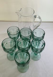 Glass Pitcher With Teal stemmed Water Glasses - thumbnail 2 of 3