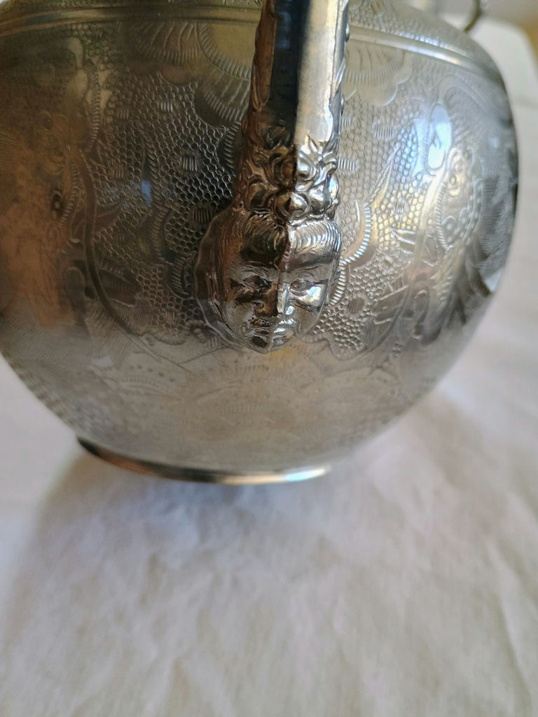 Antique Kut HIng Swatow Pewter Tea Set, trays - image 10 of 11