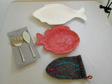 Fish-Themed Serving Dishes, Salad Server Set, and Knitted Oven Mitt - thumbnail 1 of 11