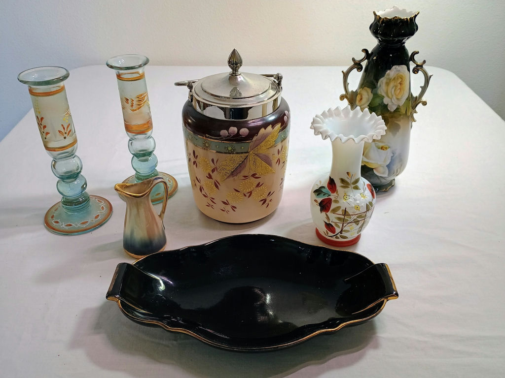 Antique Painted glass and ceramics - image 1 of 13