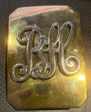 1870s US Military Brass Clipped Corner Chest Plate with Monogram - thumbnail 1 of 2