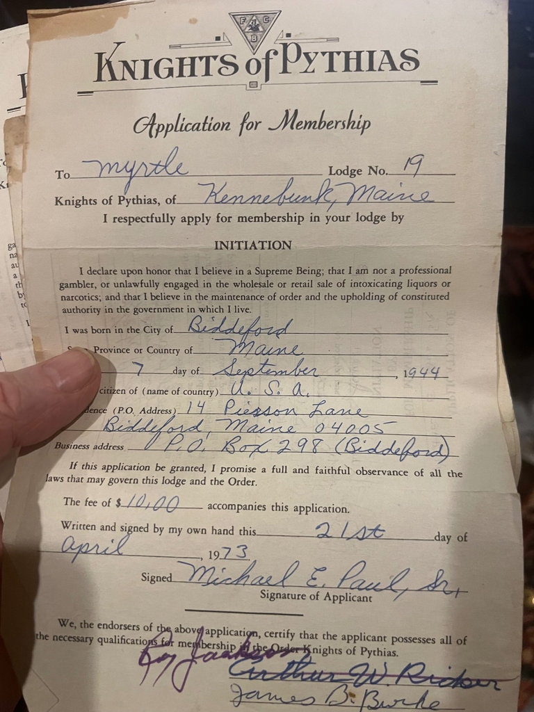 13+\- applications for Knights of Pythias Kennebunk Maine - image 2 of 3