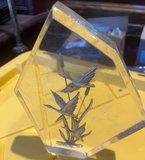 MCM Lucite Table Paper-Weight Geese Flying Cat-tails in Field Hand Made - thumbnail 1 of 3