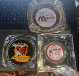 Lot of 3 MCM Reno, Nevada Painted Glass Ashtrays  - thumbnail 1 of 5