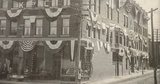 Cabinet Photo Holiday decorated small city building and general store about 1900 American flags - thumbnail 2 of 5