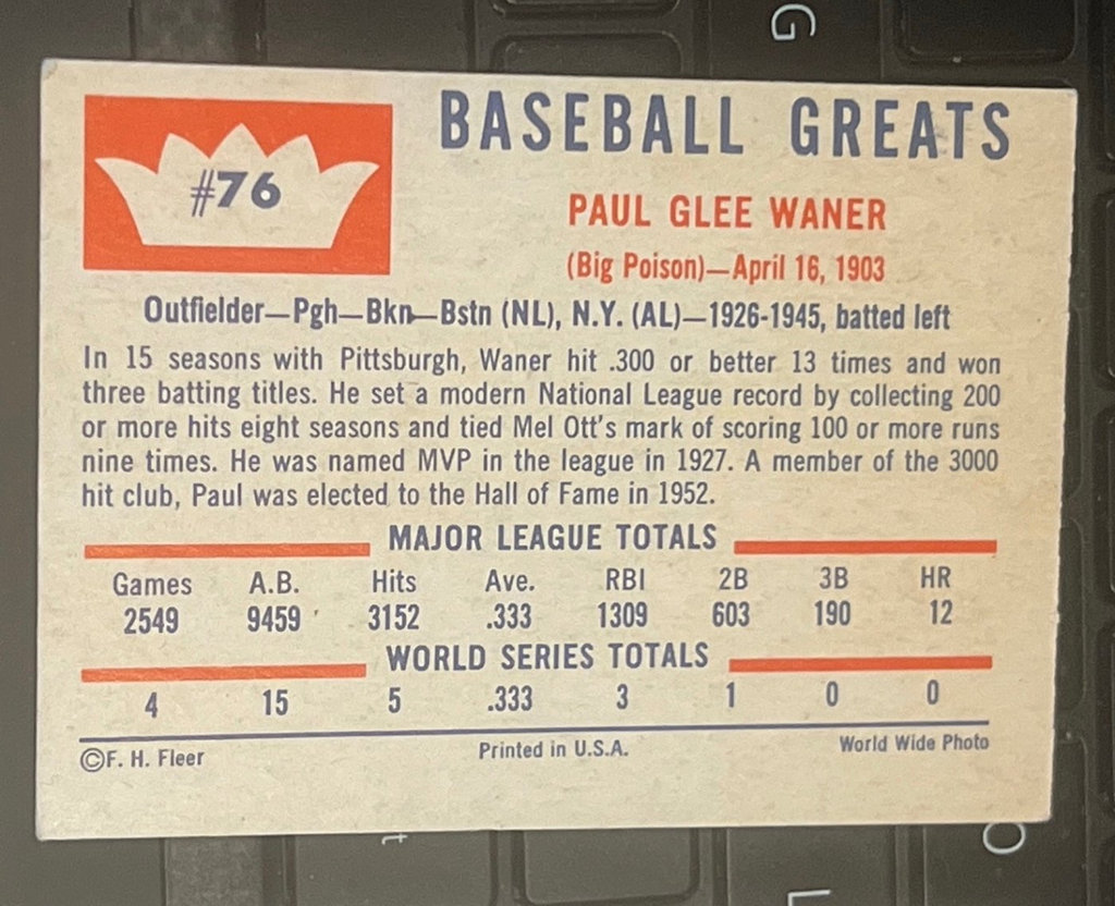 Fleet Greats 1960 Baseball Cards Hack Wilson & Others - image 9 of 10