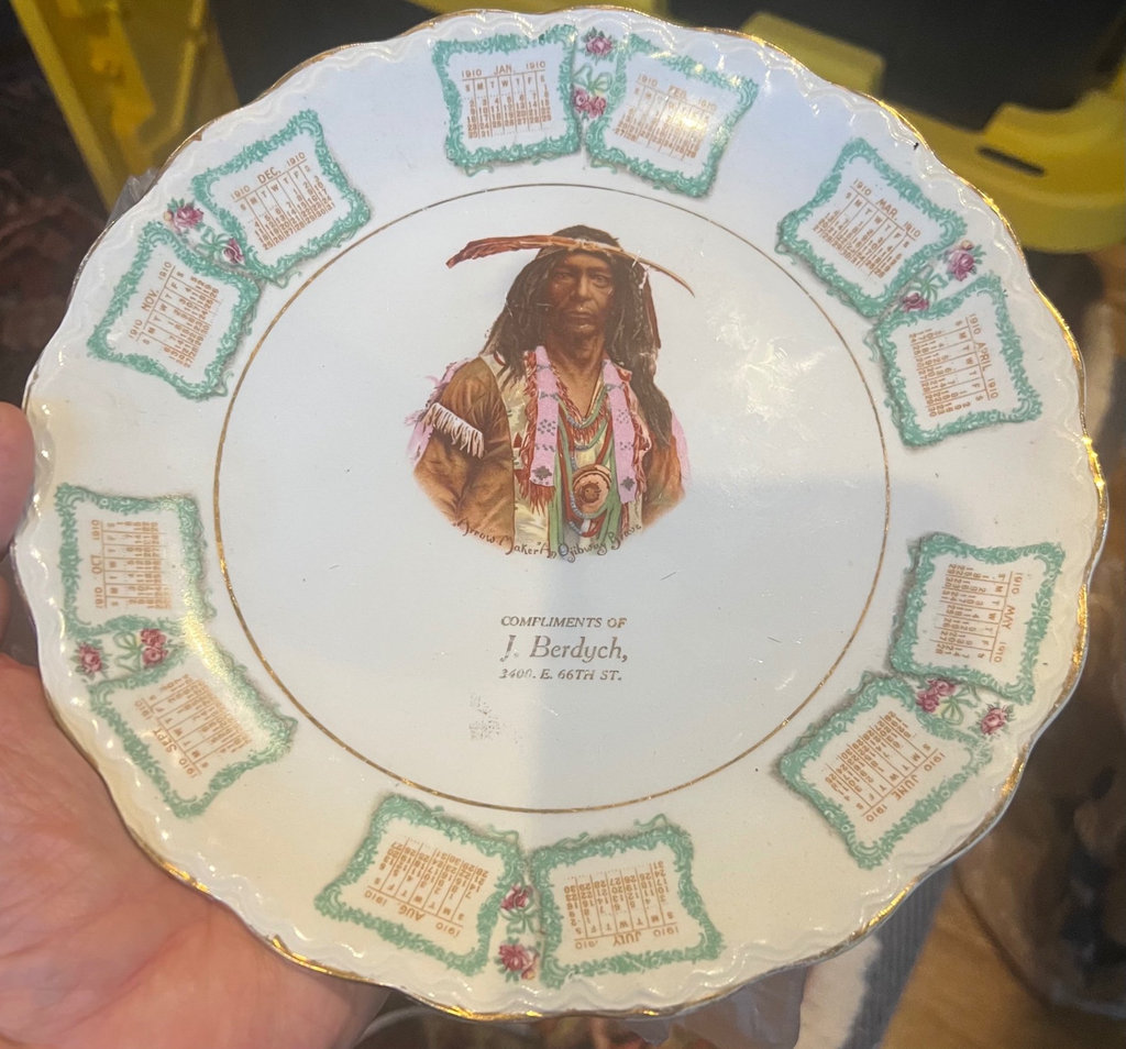 Calendar Advertising Plate Native American Indian 1910  - image 1 of 2