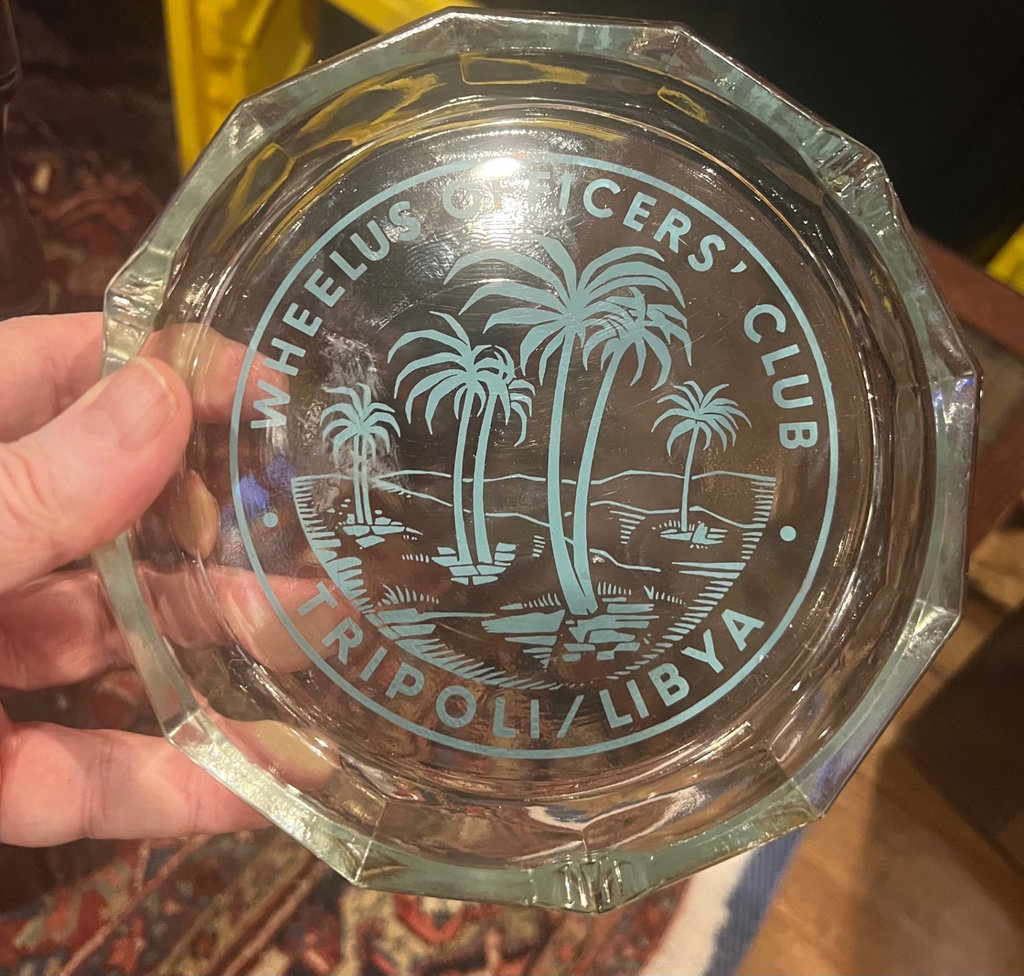 Wheelus US Army Airbase Tripoli Lybia Painted Glass Ashtray - image 3 of 3
