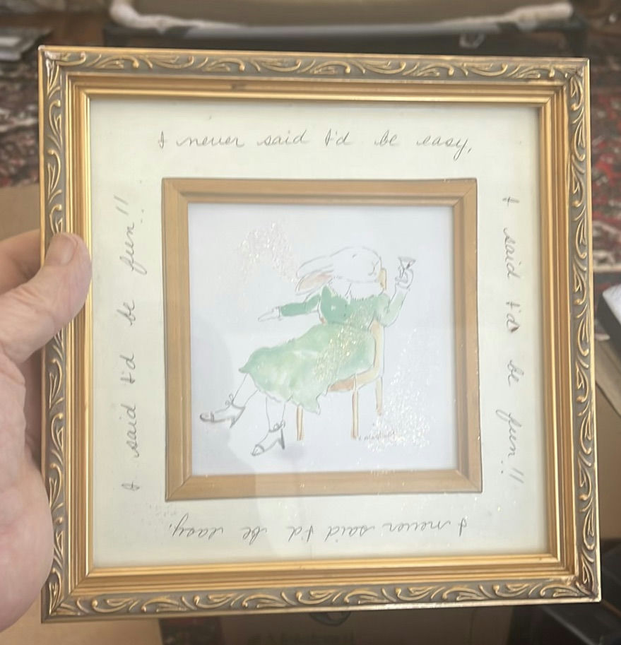Whimsical Rabbit Picture Drinking Martini In Frame - image 1 of 3
