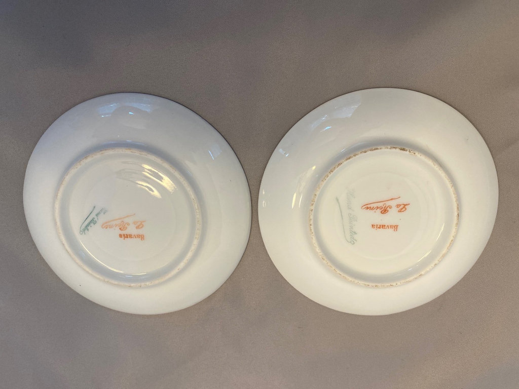 Pair Hand Painted Plates Yellow Roses Bavaria - image 3 of 3