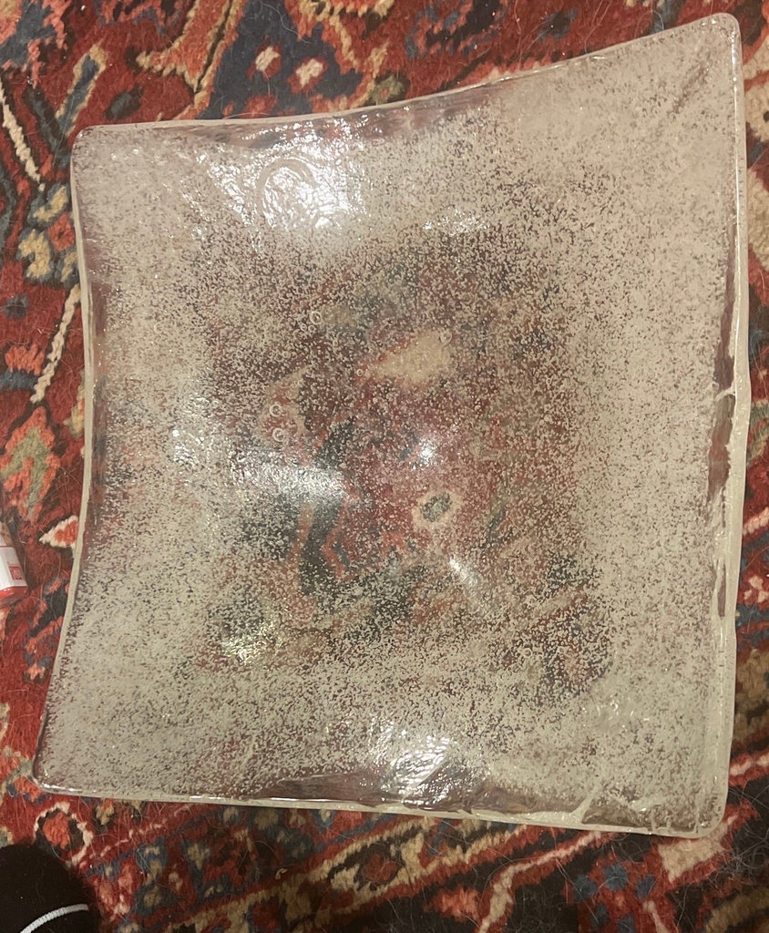 Blown Leaded Frosted Art Glass Square Bowl - image 2 of 7