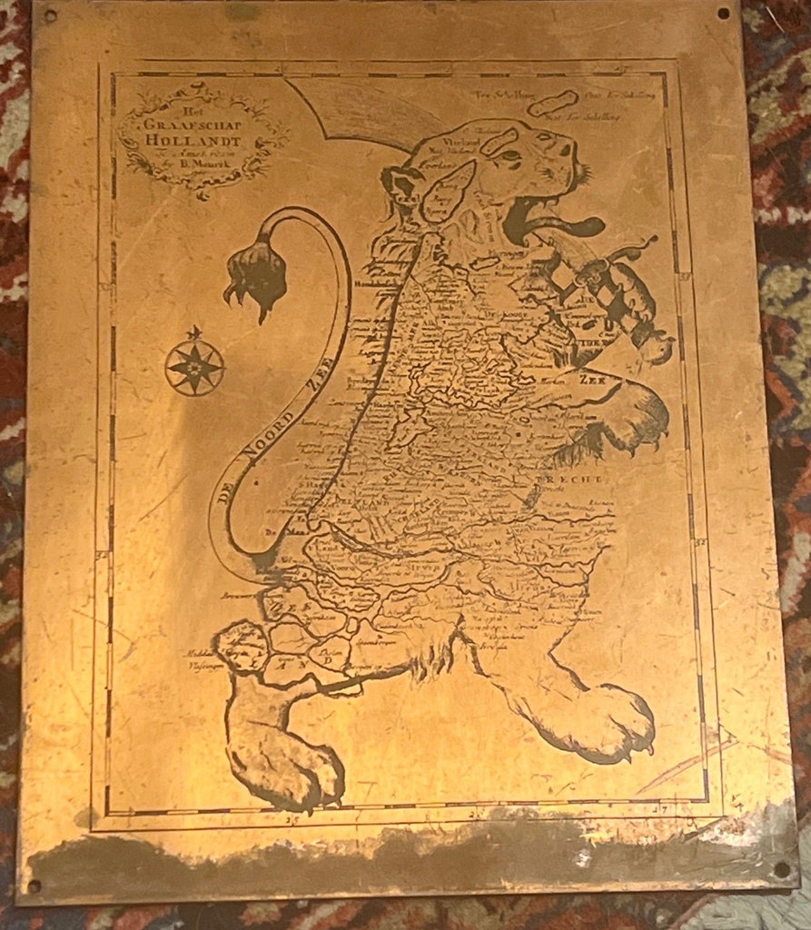 Copper Engraving Plate For 1700’s Satirical Map Of Holland Mourik  - image 2 of 4