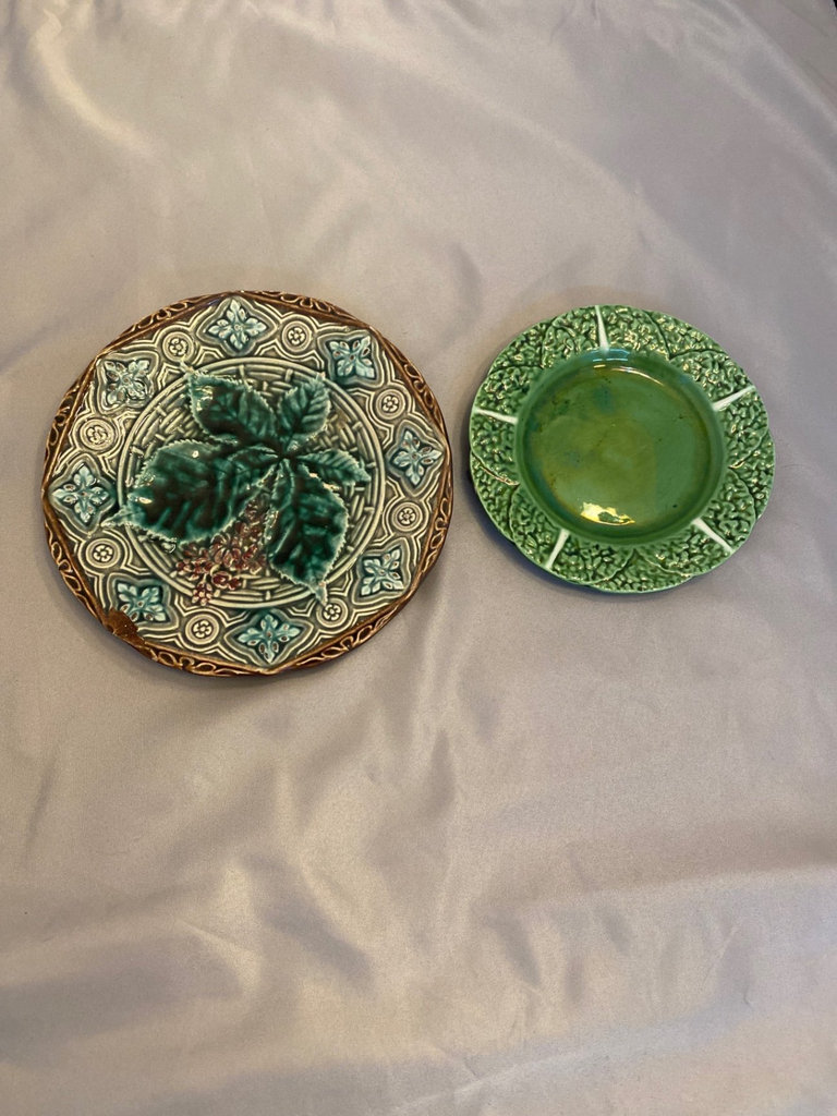 Pair Majolica Plates 1 Marked Faiancas Belo - image 1 of 9